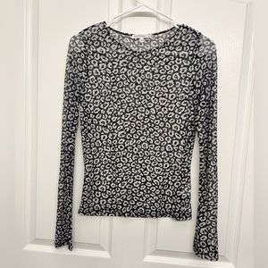 Black and white see through cheetah print long sleeve